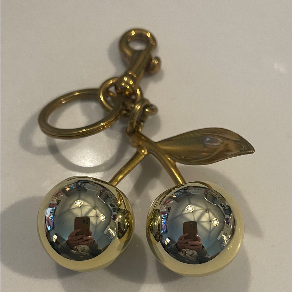 Gold Cherry Keychain Charm